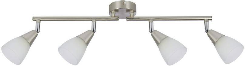 8181058004 - Strahler Walter 4-Flammig verstellbar L: 60 cm Strahler Walter 4-Flammig verstellbar L: 60 cm - Weiß/Nickelfarben, KONVENTIONELL, Glas/Metall (60/8/19cm) - Ombra